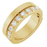 14K Gold Round Lab-Grown Diamond Single Sided Stepped-Edge Anniversary Band – 2.5 mm Stones - Yellow Gold
