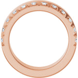 14K Gold Round Lab-Grown Diamond Single Sided Stepped-Edge Anniversary Band – 2.5 mm Stones - Rose Gold - view 2