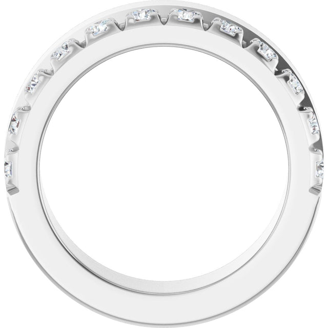 14K Gold Round Lab-Grown Diamond Single Sided Stepped-Edge Anniversary Band – 2.5 mm Stones - White Gold - view 2