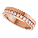14K Gold Round Lab-Grown Diamond Single Sided Stepped-Edge Anniversary Band – 2.5 mm Stones (1 CTW) - Rose Gold - view 5