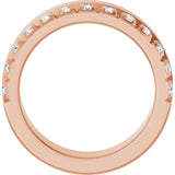 14K Gold Round Lab-Grown Diamond Single Sided Stepped-Edge Anniversary Band – 2.5 mm Stones - Rose Gold - view 2