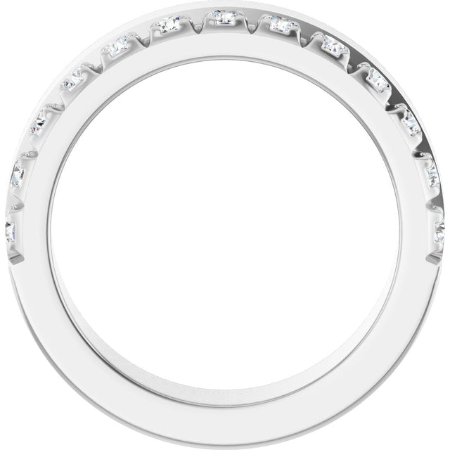 14K Gold Round Lab-Grown Diamond Single Sided Stepped-Edge Anniversary Band – 2.5 mm Stones - White Gold - view 2