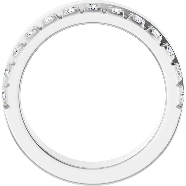 14K Gold Round Natural Diamond Single Sided Stepped-Edge Anniversary Band – 2.5 mm Stones - White Gold - view 2