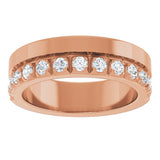 14K Gold Round Lab-Grown Diamond Single Sided Stepped-Edge Anniversary Band – 2.5 mm Stones - Rose Gold - view 3