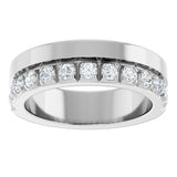 14K Gold Round Natural Diamond Single Sided Stepped-Edge Anniversary Band – 2.5 mm Stones - White Gold - view 3