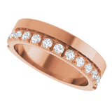 14K Gold Round Lab-Grown Diamond Single Sided Stepped-Edge Anniversary Band – 3 mm Stones - Rose Gold - view 5