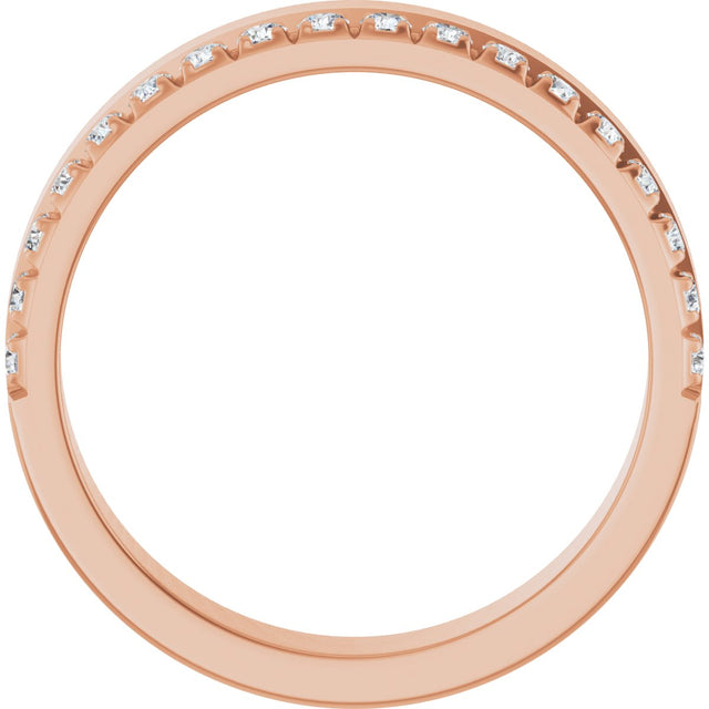 14K Gold Round Lab-Grown Diamond Single Sided Stepped-Edge Anniversary Band – 2.5 mm Stones (1 CTW) - Rose Gold - view 2
