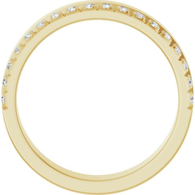 14K Gold Round Lab-Grown Diamond Single Sided Stepped-Edge Anniversary Band – 2.5 mm Stones (1 CTW) - Yellow Gold - view 2