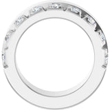 14K Gold Round Natural Diamond Single Sided Stepped-Edge Anniversary Band – 3 mm Stones - White Gold - view 2