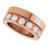 14K Gold Round Lab-Grown Diamond Single Sided Stepped-Edge Anniversary Band – 3 mm Stones - Rose Gold - view 5