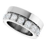 14K Gold Round Lab-Grown Diamond Single Sided Stepped-Edge Anniversary Band – 3 mm Stones - White Gold - view 5