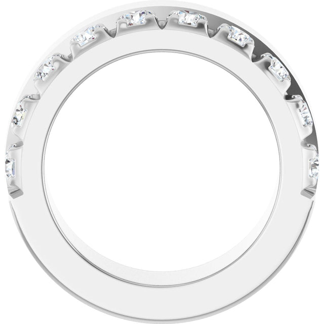 14K Gold Round Lab-Grown Diamond Single Sided Stepped-Edge Anniversary Band – 3 mm Stones - White Gold - view 2