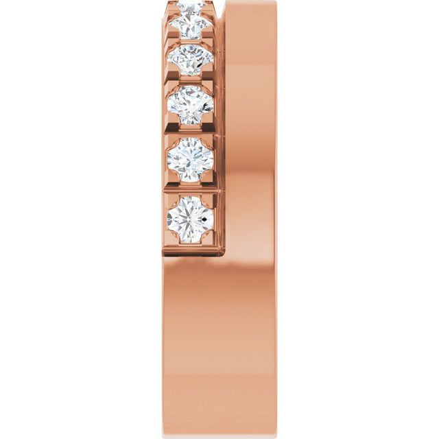 14K Gold Round Lab-Grown Diamond Single Sided Stepped-Edge Anniversary Band – 3 mm Stones - Rose Gold - view 4