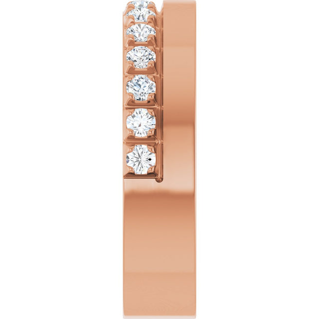 14K Gold Round Lab-Grown Diamond Single Sided Stepped-Edge Anniversary Band – 3 mm Stones - Rose Gold - view 4