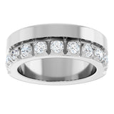 14K Gold Round Lab-Grown Diamond Single Sided Stepped-Edge Anniversary Band – 2.5 mm Stones - White Gold - view 3