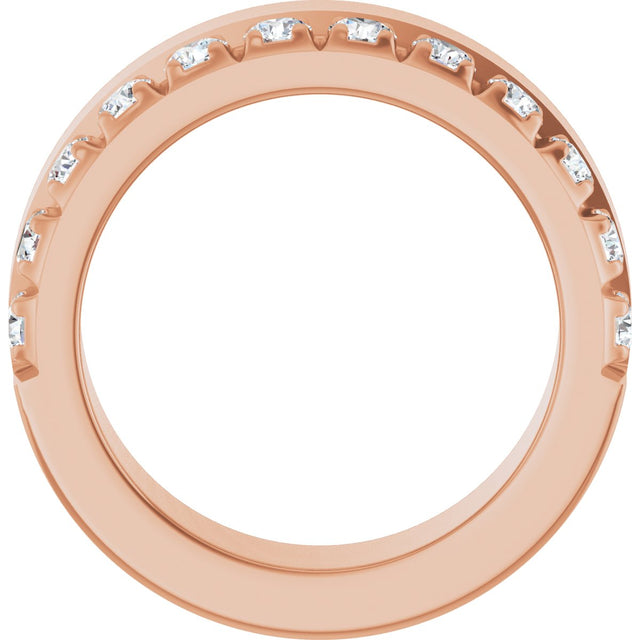 14K Gold Round Lab-Grown Diamond Single Sided Stepped-Edge Anniversary Band – 2.5 mm Stones - Rose Gold - view 2