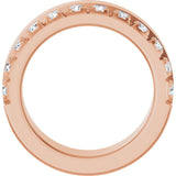 14K Gold Round Natural Diamond Single Sided Stepped-Edge Anniversary Band – 2.5 mm Stones - Rose Gold - view 2