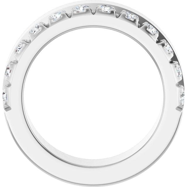 14K Gold Round Lab-Grown Diamond Single Sided Stepped-Edge Anniversary Band – 2.5 mm Stones - White Gold - view 2