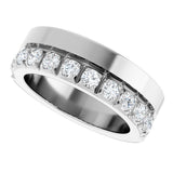 14K Gold Round Lab-Grown Diamond Single Sided Stepped-Edge Anniversary Band – 2.5 mm Stones - White Gold - view 5