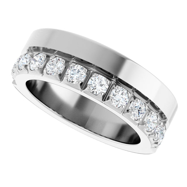 14K Gold Round Lab-Grown Diamond Single Sided Stepped-Edge Anniversary Band – 2.5 mm Stones - White Gold - view 5