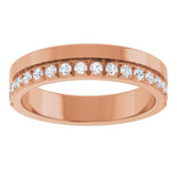 14K Gold Round Lab-Grown Diamond Single Sided Stepped-Edge Anniversary Band – 2.5 mm Stones (1 CTW) - Rose Gold - view 3