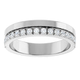14K Gold Round Lab-Grown Diamond Single Sided Stepped-Edge Anniversary Band – 2.5 mm Stones (1 CTW) - White Gold - view 3