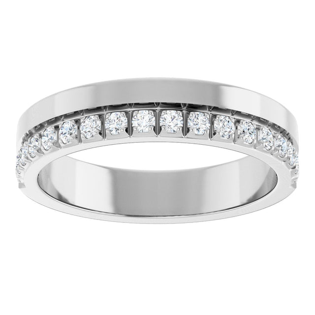 14K Gold Round Natural Diamond Single Sided Stepped-Edge Anniversary Band – 2.5 mm Stones (1 CTW) - White Gold - view 3