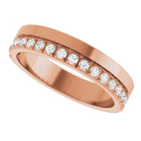14K Gold Round Lab-Grown Diamond Single Sided Stepped-Edge Anniversary Band – 2.5 mm Stones (1 CTW) - Rose Gold - view 5