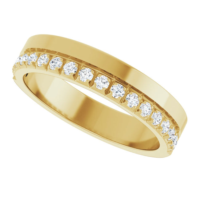14K Gold Round Lab-Grown Diamond Single Sided Stepped-Edge Anniversary Band – 2.5 mm Stones (1 CTW) - Yellow Gold - view 5
