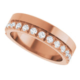 14K Gold Round Lab-Grown Diamond Single Sided Stepped-Edge Anniversary Band – 2.5 mm Stones - Rose Gold - view 5