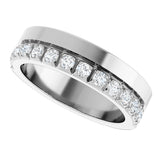 14K Gold Round Lab-Grown Diamond Single Sided Stepped-Edge Anniversary Band – 2.5 mm Stones - White Gold - view 5