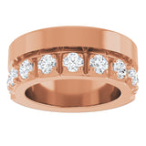 14K Gold Round Lab-Grown Diamond Single Sided Stepped-Edge Anniversary Band – 3 mm Stones - Rose Gold - view 3