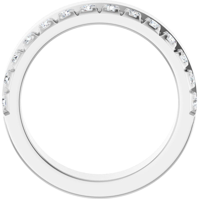 14K Gold Round Lab-Grown Diamond Single Sided Stepped-Edge Anniversary Band – 2.5 mm Stones - White Gold - view 2