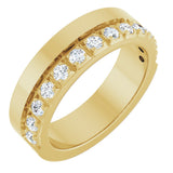 14K Gold Round Lab-Grown Diamond Single Sided Stepped-Edge Anniversary Band – 2.5 mm Stones - Yellow Gold