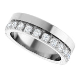 14K Gold Round Lab-Grown Diamond Single Sided Stepped-Edge Anniversary Band – 2.5 mm Stones - White Gold - view 5