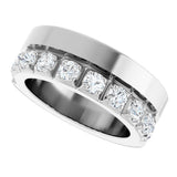 14K Gold Round Lab-Grown Diamond Single Sided Stepped-Edge Anniversary Band – 3 mm Stones - White Gold - view 5