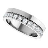 14K Gold Round Lab-Grown Diamond Single Sided Stepped-Edge Anniversary Band – 2.5 mm Stones - White Gold - view 5