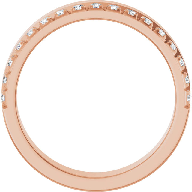 14K Gold Round Lab-Grown Diamond Single Sided Stepped-Edge Anniversary Band – 2.5 mm Stones (1 CTW) - Rose Gold - view 2