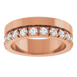 14K Gold Round Lab-Grown Diamond Single Sided Stepped-Edge Anniversary Band – 3 mm Stones - Rose Gold - view 3