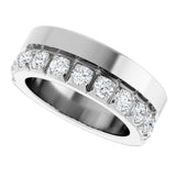 14K Gold Round Natural Diamond Single Sided Stepped-Edge Anniversary Band – 2.5 mm Stones - White Gold - view 5