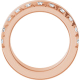 14K Gold Round Lab-Grown Diamond Single Sided Stepped-Edge Anniversary Band – 2.5 mm Stones - Rose Gold - view 2