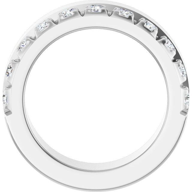 14K Gold Round Lab-Grown Diamond Single Sided Stepped-Edge Anniversary Band – 2.5 mm Stones - White Gold - view 2