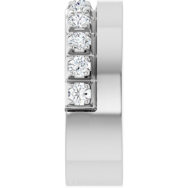 14K Gold Round Lab-Grown Diamond Single Sided Stepped-Edge Anniversary Band – 2.5 mm Stones - White Gold - view 4