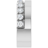 14K Gold Round Natural Diamond Single Sided Stepped-Edge Anniversary Band – 2.5 mm Stones - White Gold - view 4