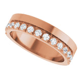 14K Gold Round Natural Diamond Single Sided Stepped-Edge Anniversary Band – 3 mm Stones (1 1/3 CTW) - Rose Gold - view 5