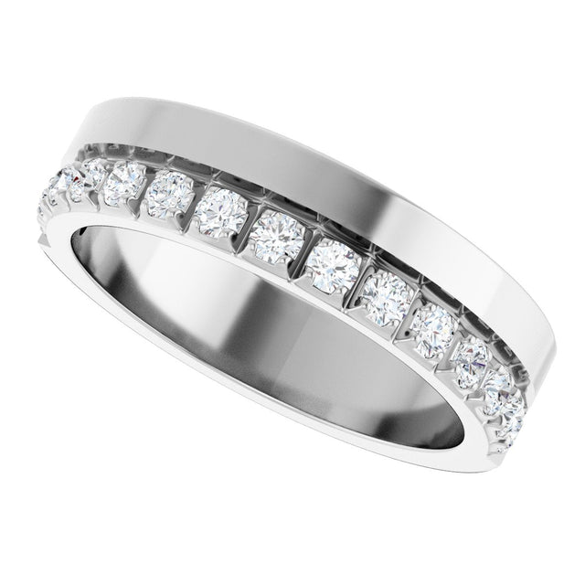 14K Gold Round Lab-Grown Diamond Single Sided Stepped-Edge Anniversary Band – 3 mm Stones (1 1/3 CTW) - White Gold - view 5