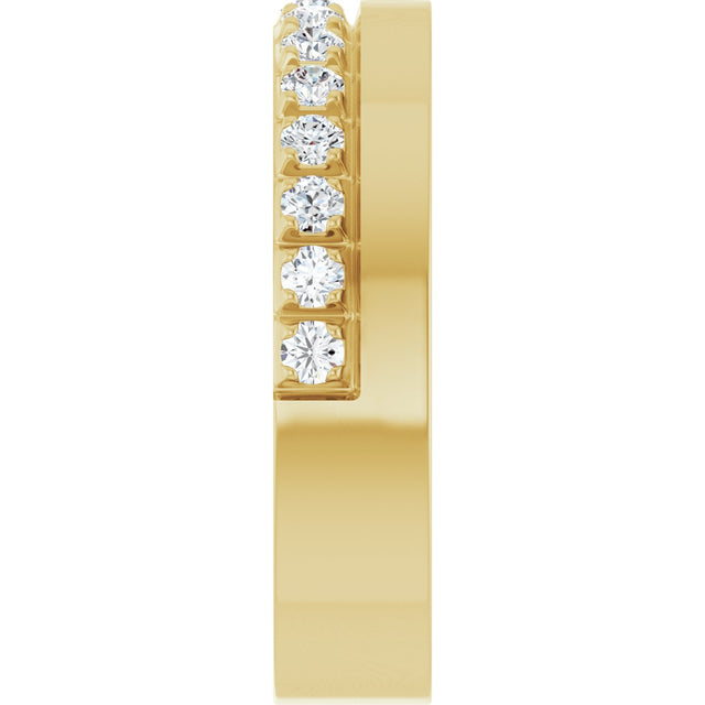 14K Gold Round Natural Diamond Single Sided Stepped-Edge Anniversary Band – 3 mm Stones (1 1/3 CTW) - Yellow Gold - view 4