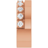 14K Gold Round Natural Diamond Single Sided Stepped-Edge Anniversary Band – 3 mm Stones - Rose Gold - view 4
