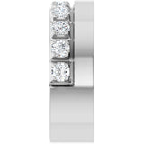 14K Gold Round Natural Diamond Single Sided Stepped-Edge Anniversary Band – 3 mm Stones - White Gold - view 4