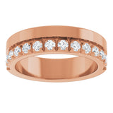 14K Gold Round Lab-Grown Diamond Single Sided Stepped-Edge Anniversary Band – 3 mm Stones - Rose Gold - view 3